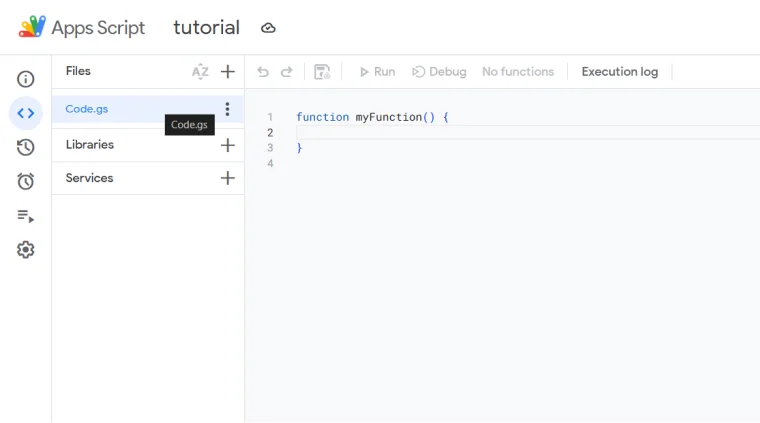 Google apps script editor