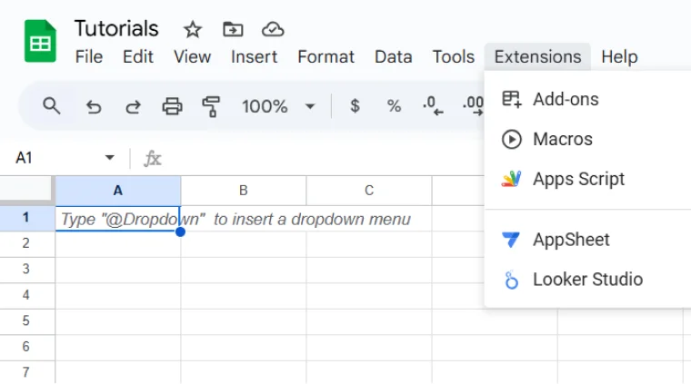 googlesheet - Extensions → Apps Script 